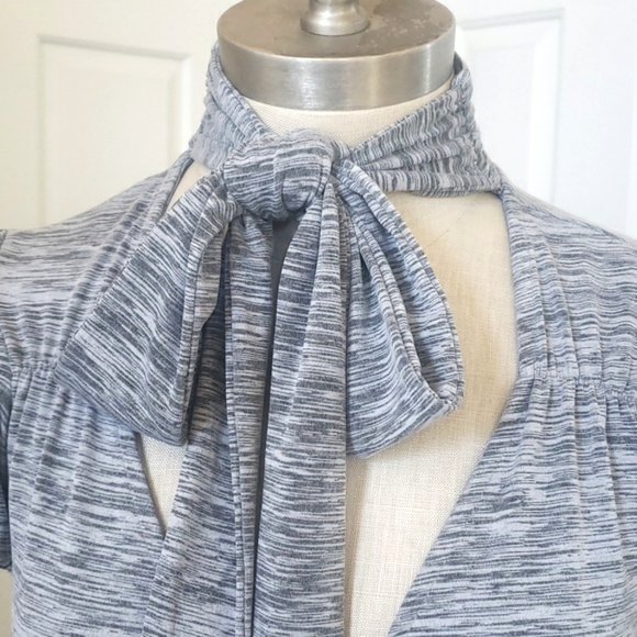 Y2k Retro Pussybow Dress Puff Sleeves Gray - Picture 7 of 14